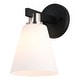 preview thumbnail 8 of 13, Vermont Matte Black and Satin Nickel Bathroom Vanity Lighting Fixture, Etched White Glass Shade, Dimmable, LED Compatible Wall