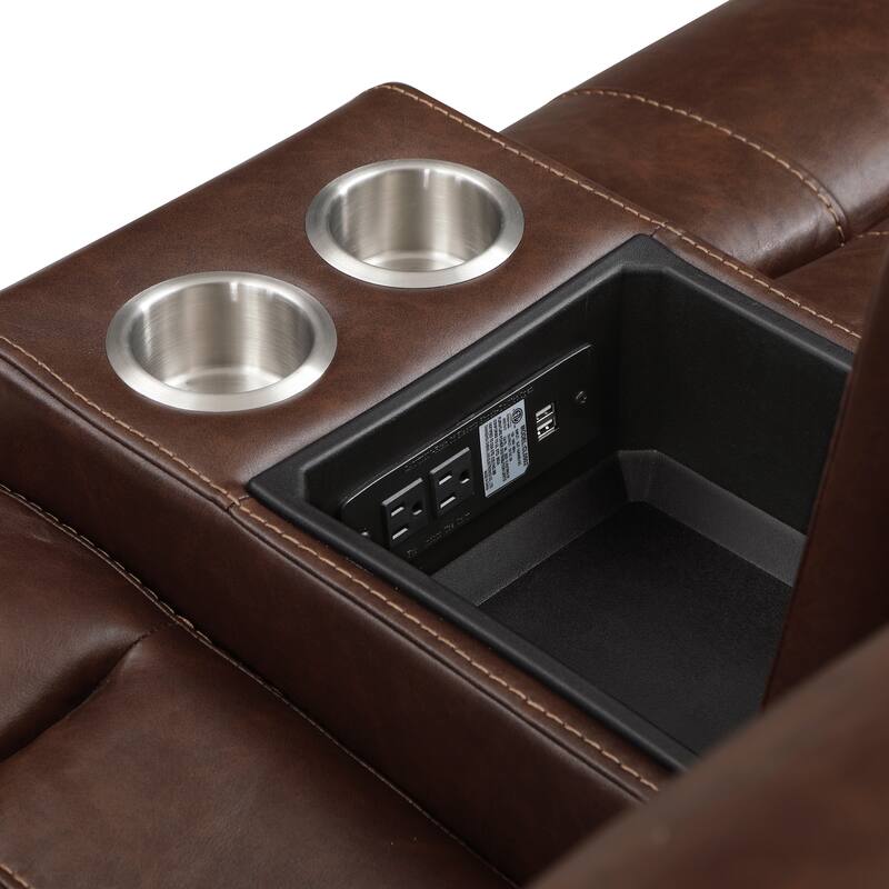 Ashton Breathable Faux Leather Manual Double Glider Reclining Loveseat