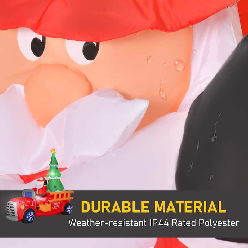 HOMCOM 7.5 ft. Santa Inflatable Christmas Decoration with Fire Truck, Fun Holiday Decor, Large Christmas Decoration