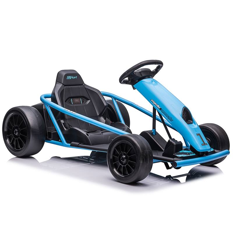24V Electric Dual 300w Motors Go Kart Ride on Car Toy for Kids, White - Blue