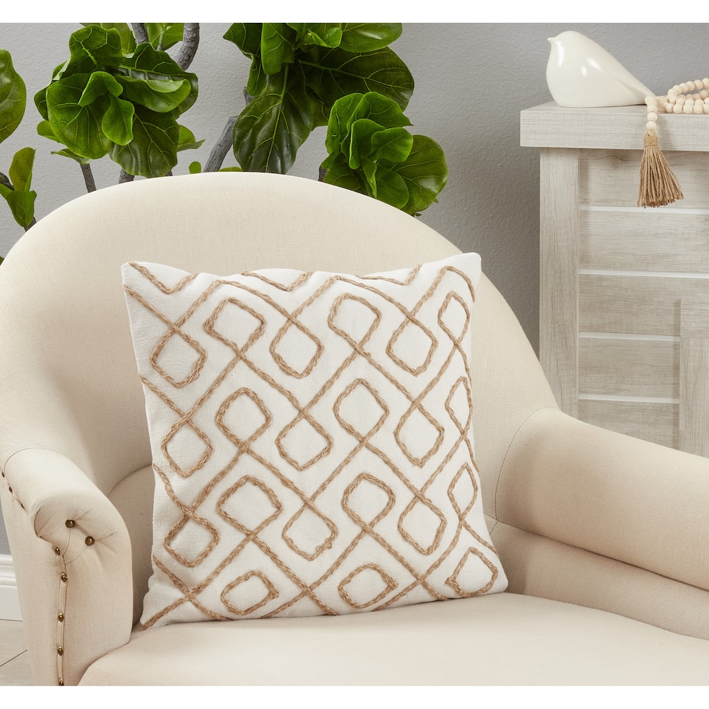 Throw Pillow With Dori Embroidered Design, 18"x18"