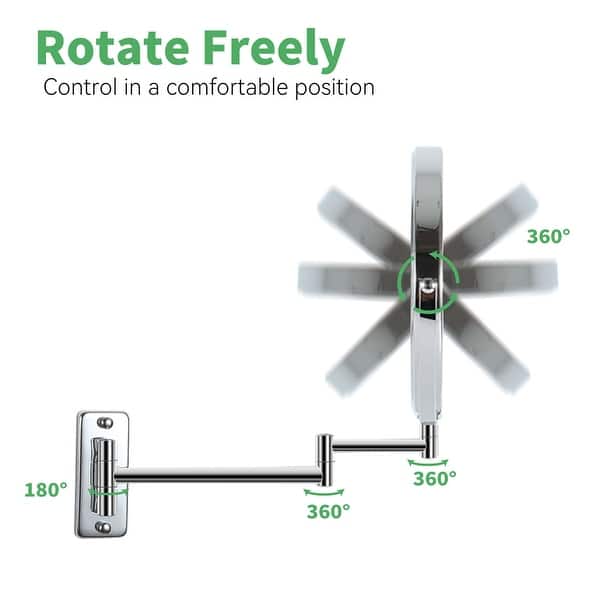 dimension image slide 6 of 11, 8" Bathroom Mirror Wall Mounted Magnifying Reversible Double Sided 1X/10X Makeup Mirror
