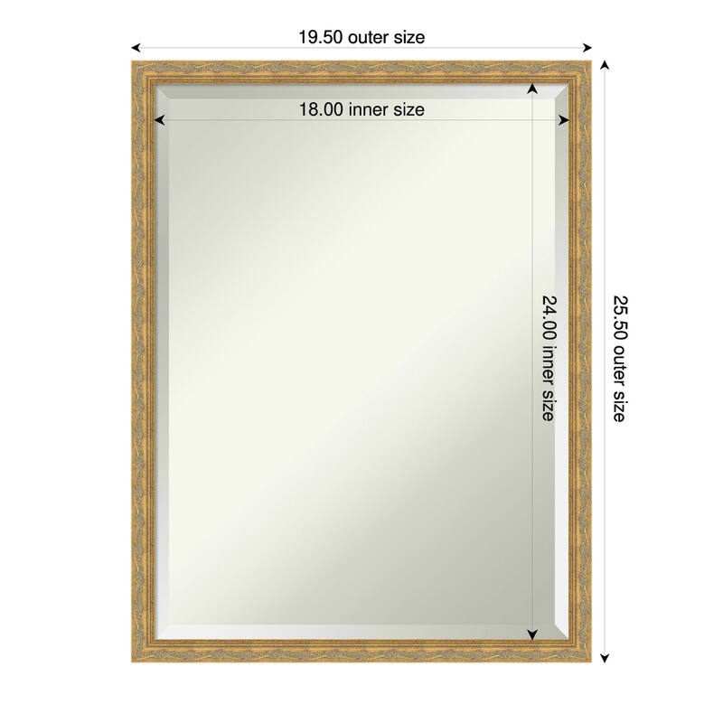 Mila Beveled Wood Framed Bathroom Vanity Wall Mirror - 20 x 26 in - Mila Dark Gold