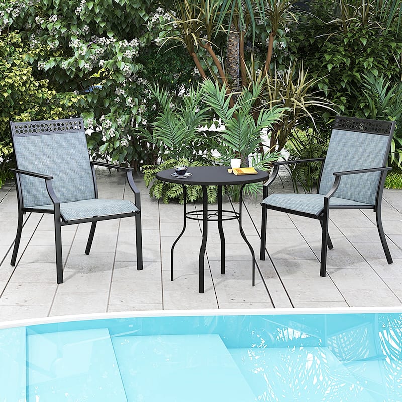 Costway Patio Chairs Set of 2 with All Weather Breathable Fabric High - See Details