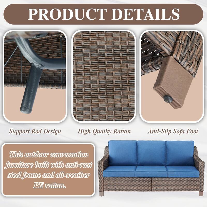 Outdoor Sofa Chair Table & Swive Chail with Ottoman