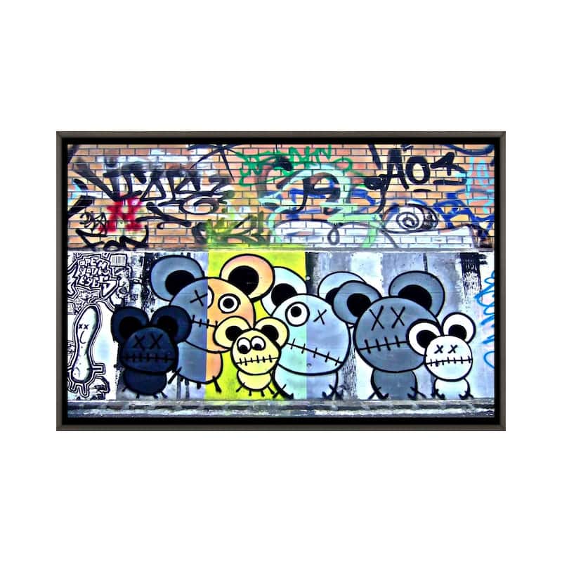 iCanvas "Of Mostly Mice Graffiti" by Unknown Artist Framed - Charcoal - 32x48