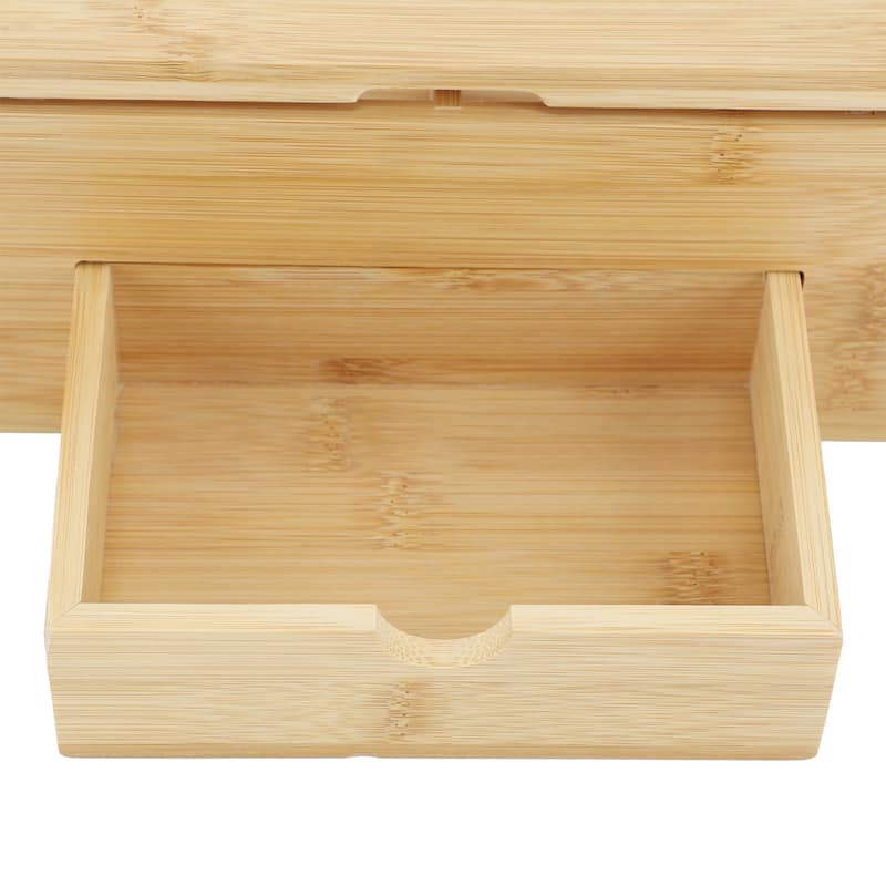 MegaChef 13 x 8 Inch Bamboo Tea Box Organizer with Acrylic Top Window