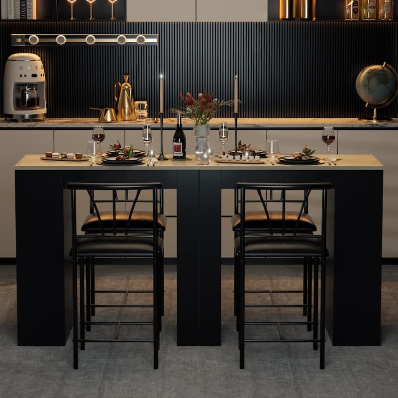 3-Piece Dining Table Set, Counter Height Dining Table Set for 2, Compact Kitchen Table Set