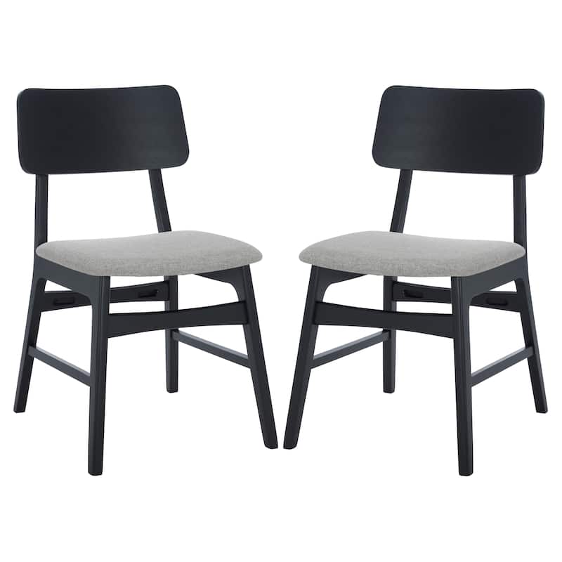 SAFAVIEH COUTURE Madina Wood Dining Chair (Set of 2) - 19"W x 23"D x 33"H - Black/Light Grey