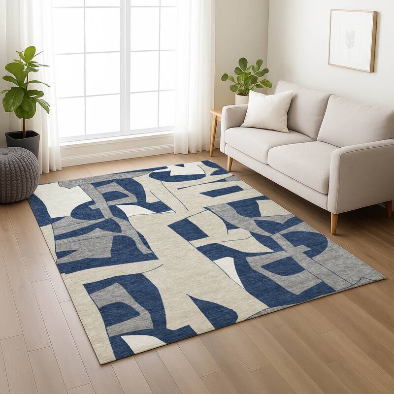 Machine Washable Indoor/ Outdoor Modern Crestone Chantille Rug