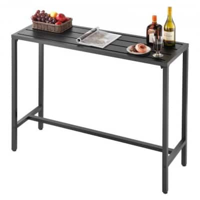 47x15 Inch Outdoor Bar Dining Table with Waterproof Top and Carbon Steel Frame for Balcony Yard or Hot Tub - 47”L x 15”W x 39”H