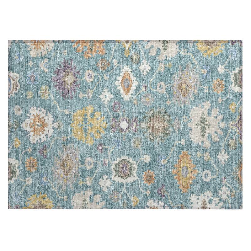 Machine Washable Indoor/ Outdoor Traditonal Delhi Chantille Rug