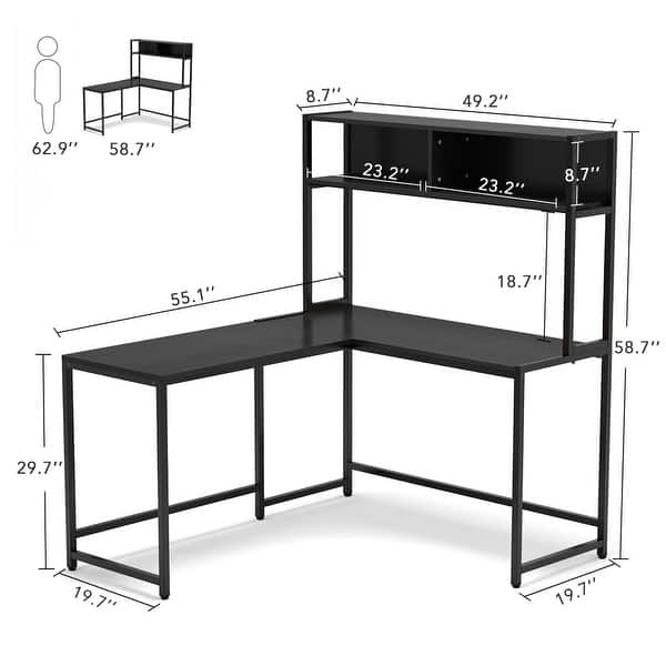 Shop L Shaped Desk With Hutch 55 Corner Computer Desk Gaming