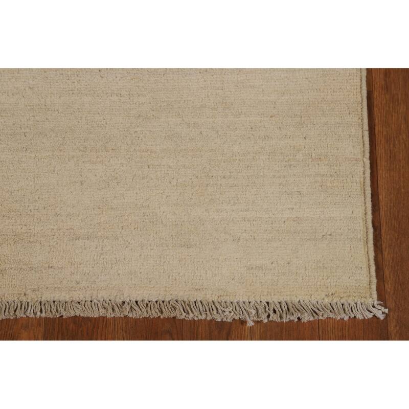 Modern Gabbeh Runner Rug Hand-Knotted Solid Wool Carpet - 2'9"x 9'7"
