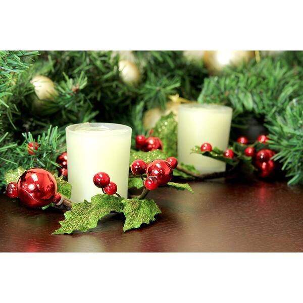 Shop Pack Of 2 Iced Pine Cone Holly Berry Christmas Candle Rings