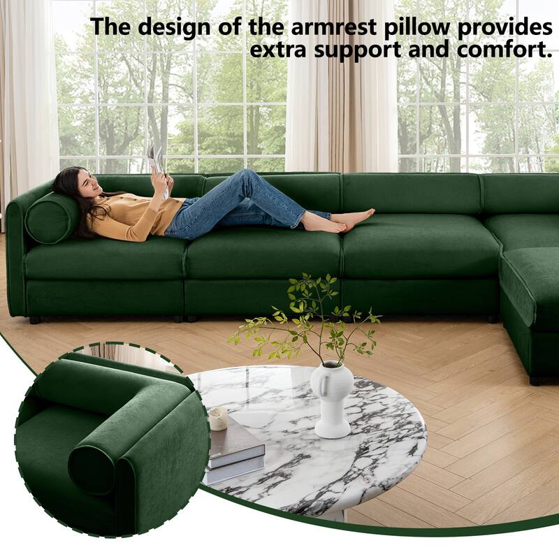 Upholstered Leisure Couch with Hidden Storage, Luxurious Sectional Sofa for Living Room, 75.5" Chenille Loveseat with 2 Ottomans
