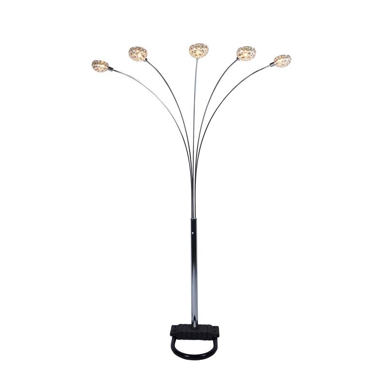 1pc Modern Crystal Multi Head Floor Lamp Half Moon Design Metallic Living Room Lighting