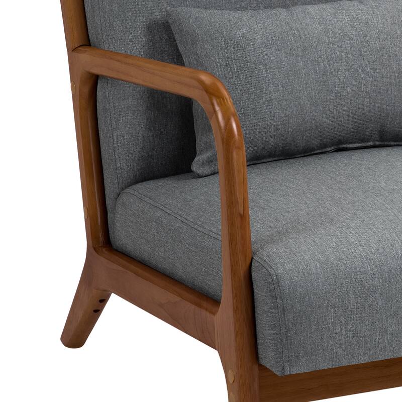 Mid-Century Modern Upholstered Accent Chair with Wood Frame