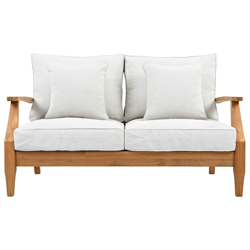 SAFAVIEH Couture Martinique Wood Patio Loveseat - 56"W x 35"D x 32"H