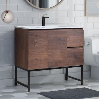 2-drawer Single Sink Bathroom Vanity Set Freestanding