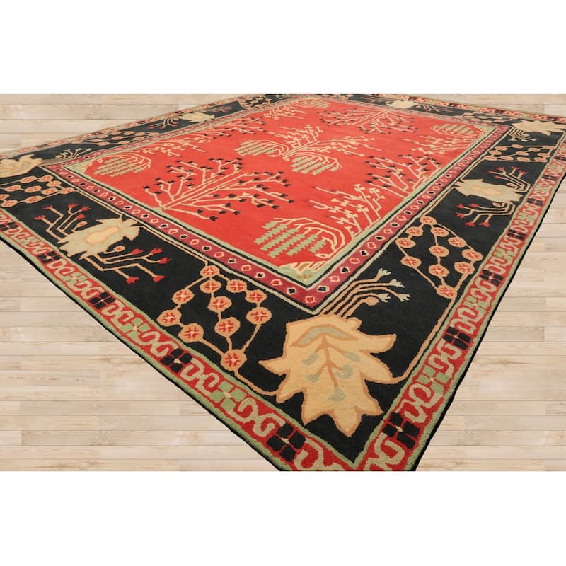 Hand Tufted Transitional Oriental Rug Multi Coral Wool Art & Crafts