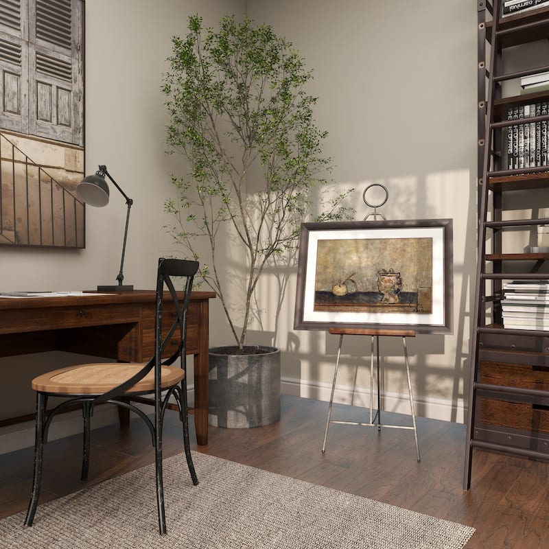 Metal Adjustable Display Easel with Chain Support and Wood Tray - Black - Roche River Decor