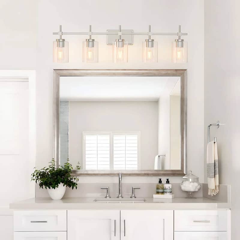 Jasper Brushed Nickel Clear Glass 5-Light Bathroom Vanity Light
