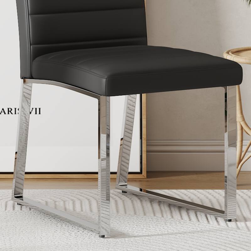 2-Pack - Premium Pu Office/Dining Chairs With High-Density Foam, Sturdy Iron Legs (Electroplate/Spray Paint), Easy Assembly