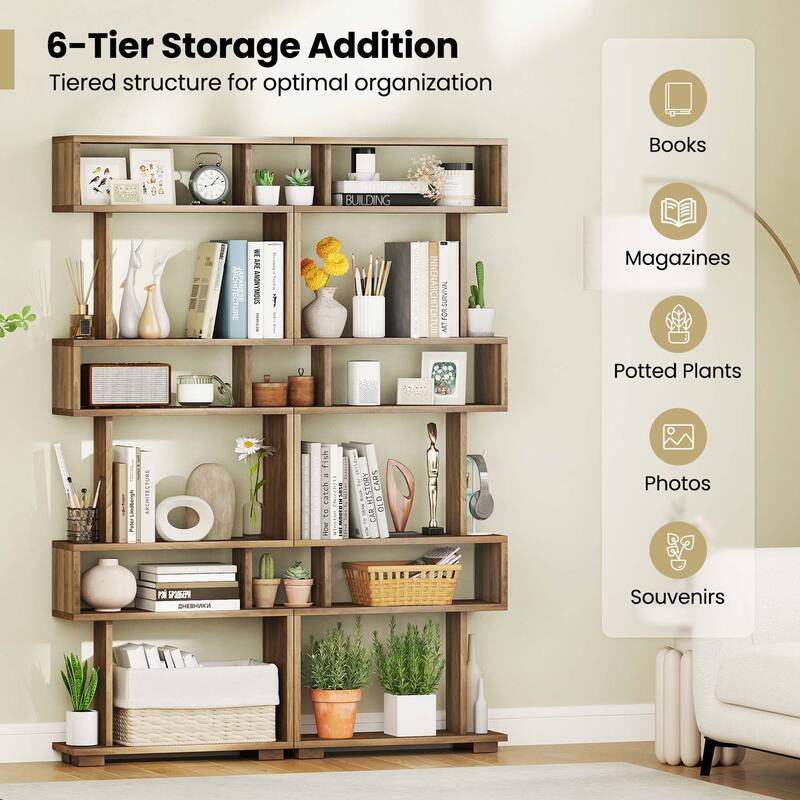 Costway 1 PCS Bookcase 6-Tier Bookshelf with Anti-Tipping Kit - See Details