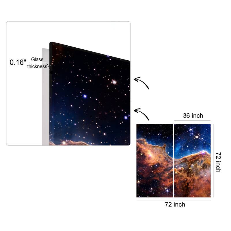 Empire Art Direct the Carina Nebula AB Printed Tempered Glass Wall Art - Multi-Color