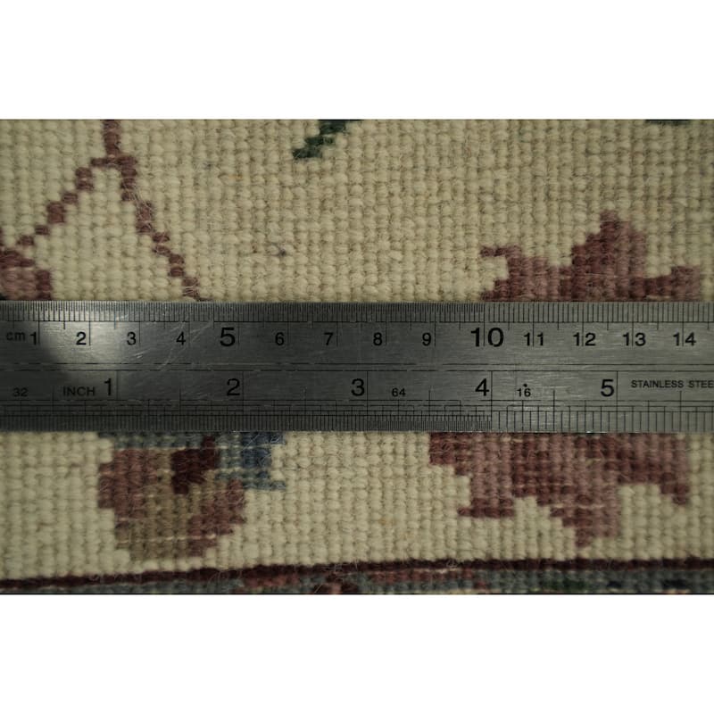 Hand Knotted Oriental 100% Wool Carpet Traditional All-Over Beige & Ivories Kashan Runner Rug - 9' 9'' X 2' 7''