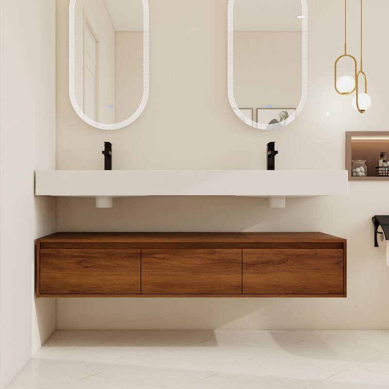 BNK 30/60 inch Floating Single/Double Sink Bathroom Vanity with Soft Close Drawer