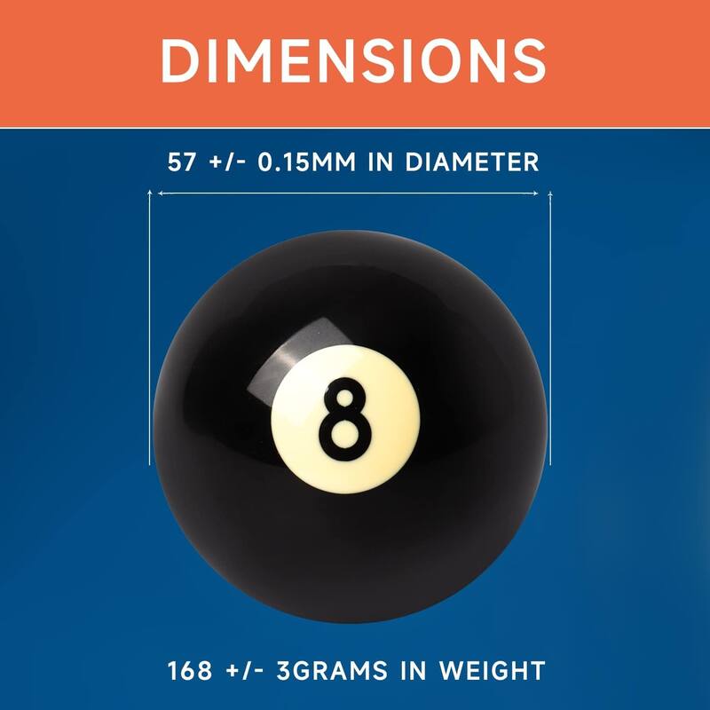 GSE™ 2-1/4" Regulation Size Billiard #8 Pool Ball. Replacement Eight Ball for Billiard Pool Tables
