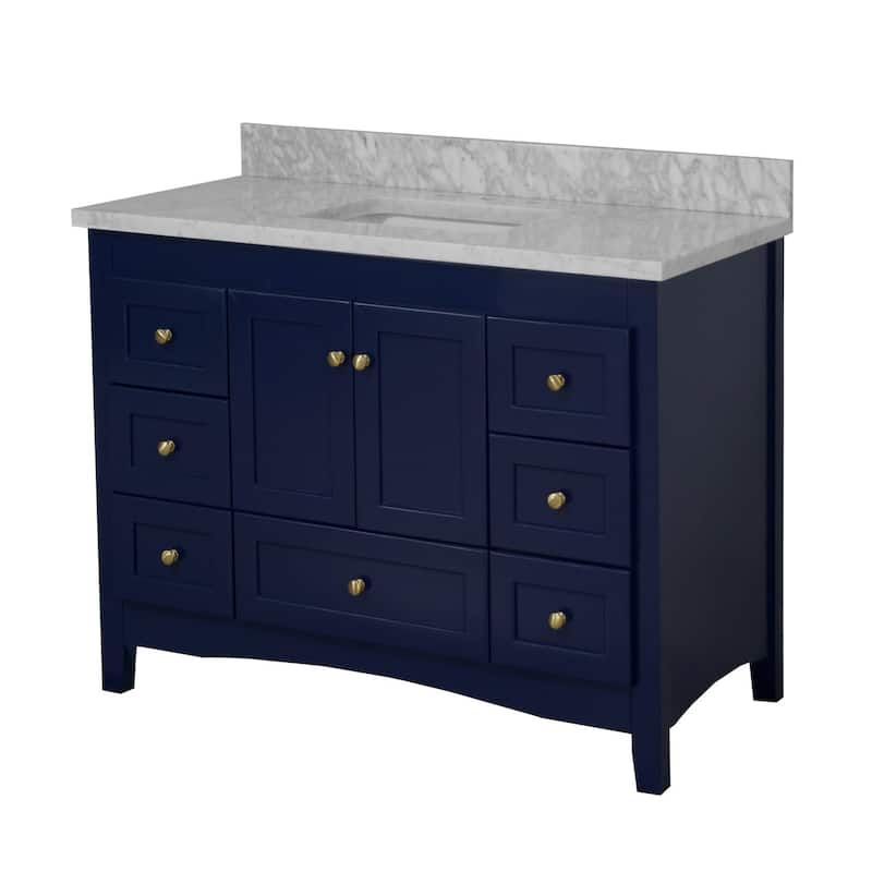 KitchenBathCollection Abbey 48" Bathroom Vanity with Carrara Marble Top