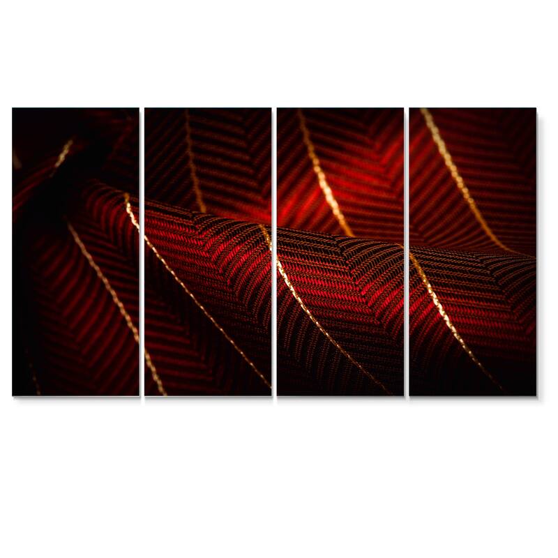 Designart "Ruby Red Fabric With Gold Line I" Modern Canvas Wall Art
