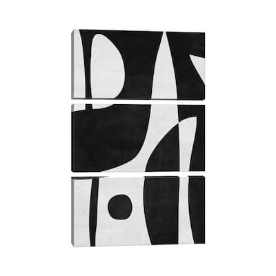 iCanvas "Black & White Abstract Shapes & Dot" by EmcDesignLab 3-Piece Wall Art Set