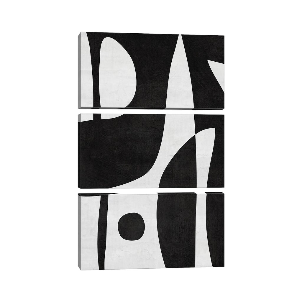 iCanvas "Black & White Abstract Shapes & Dot" by EmcDesignLab 3-Piece Wall Art Set