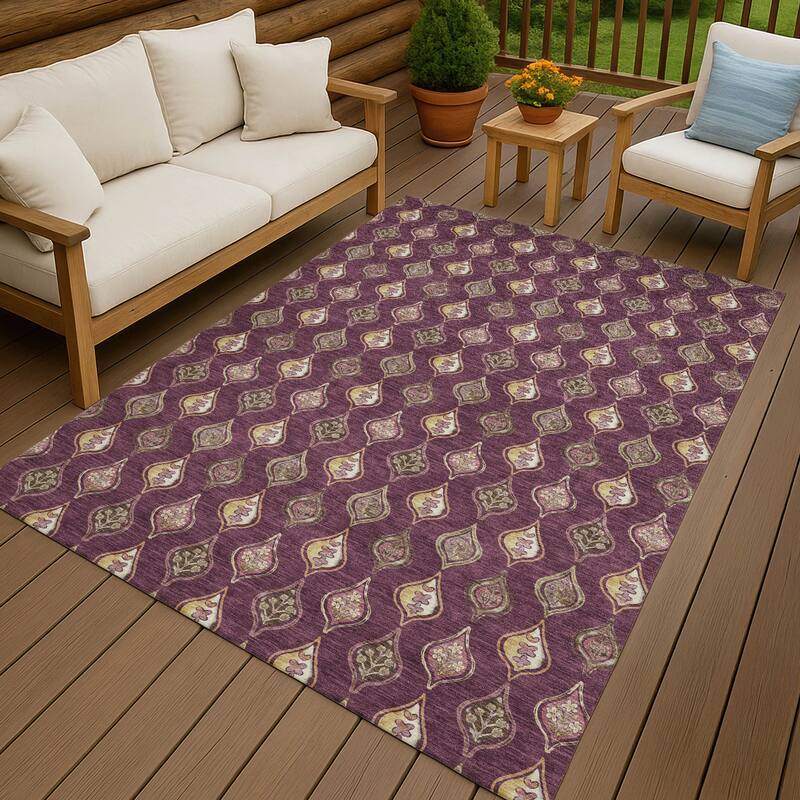 Machine Washable Indoor/ Outdoor Casual Greenwood Chantille Rug - Eggplant - 9' x 12'