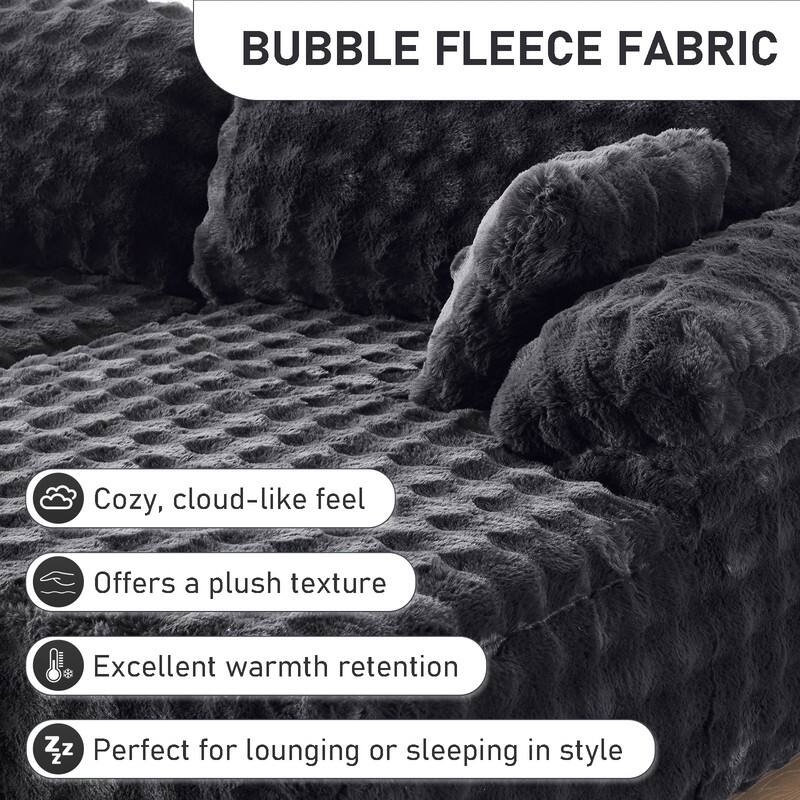 93" Velvet King Size Chaise Lounge Sofa Bed Sleeper Sofa with Dual Mattress