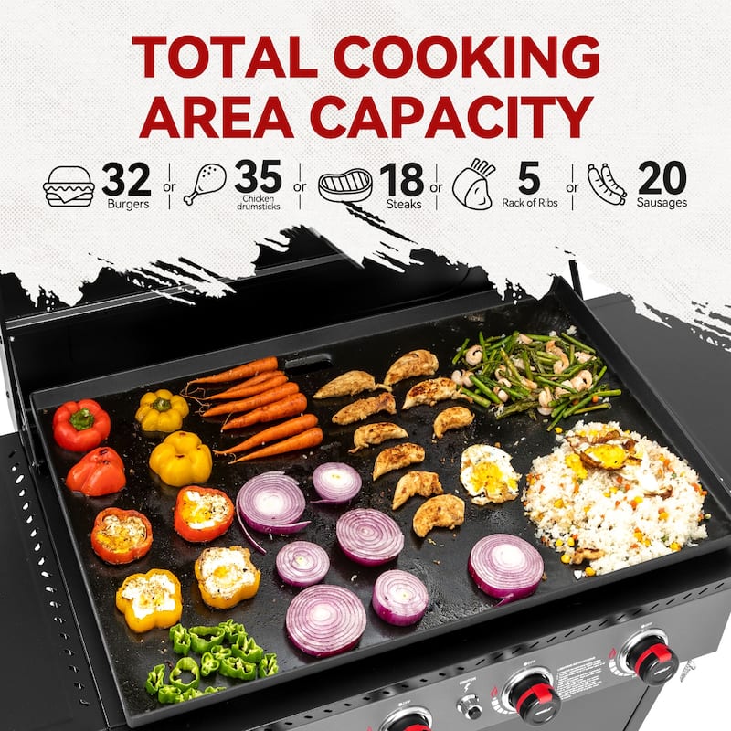 Royal Gourmet 4-Burner Black Gas Griddle with Hood
