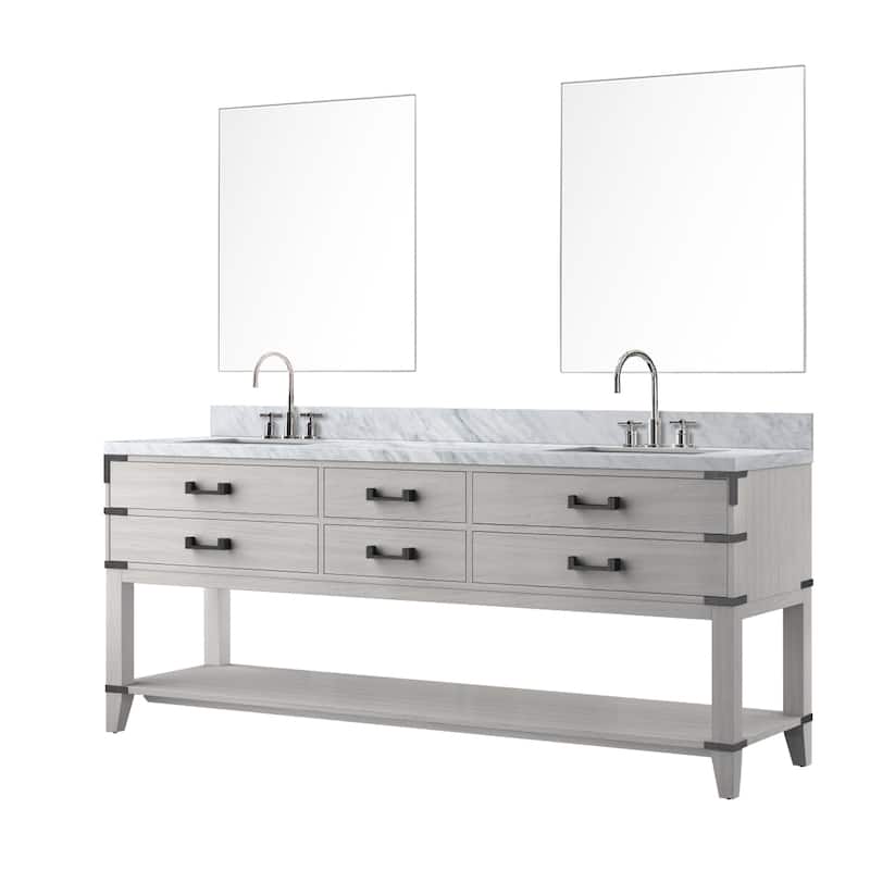 Norwalk Bath Vanity with Carrara Marble Top, Sink, Mirror and Faucet