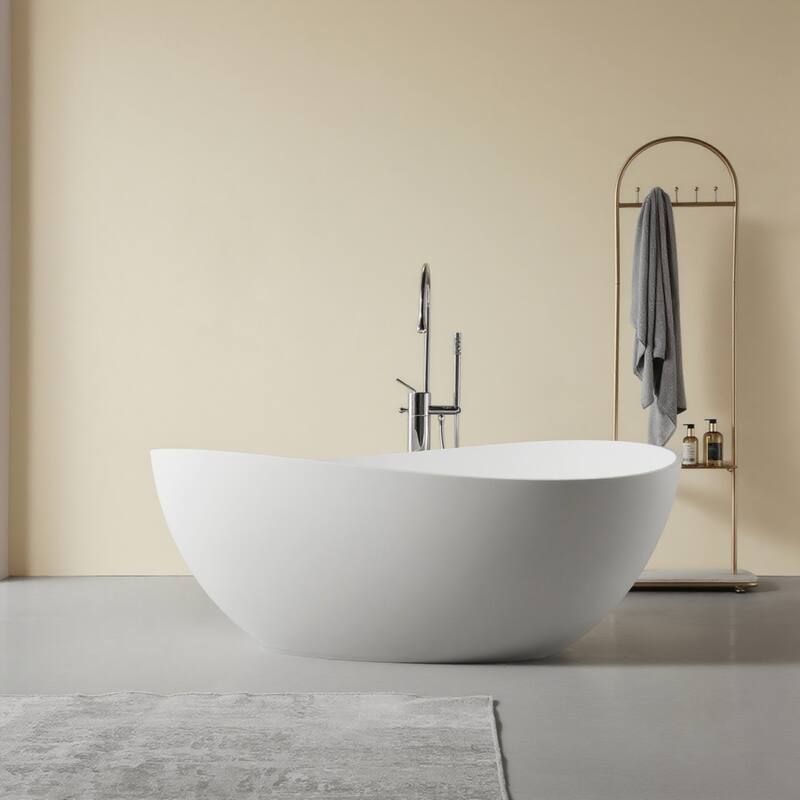63" Matte White Solid Surface Bathtub