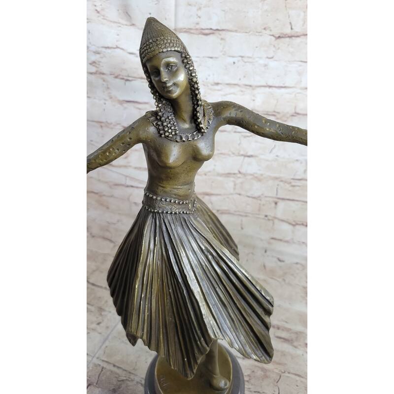Bruno Zach Clic Captive Dancer Bronze Sculpture Art Nouveau Marble Base Gift
