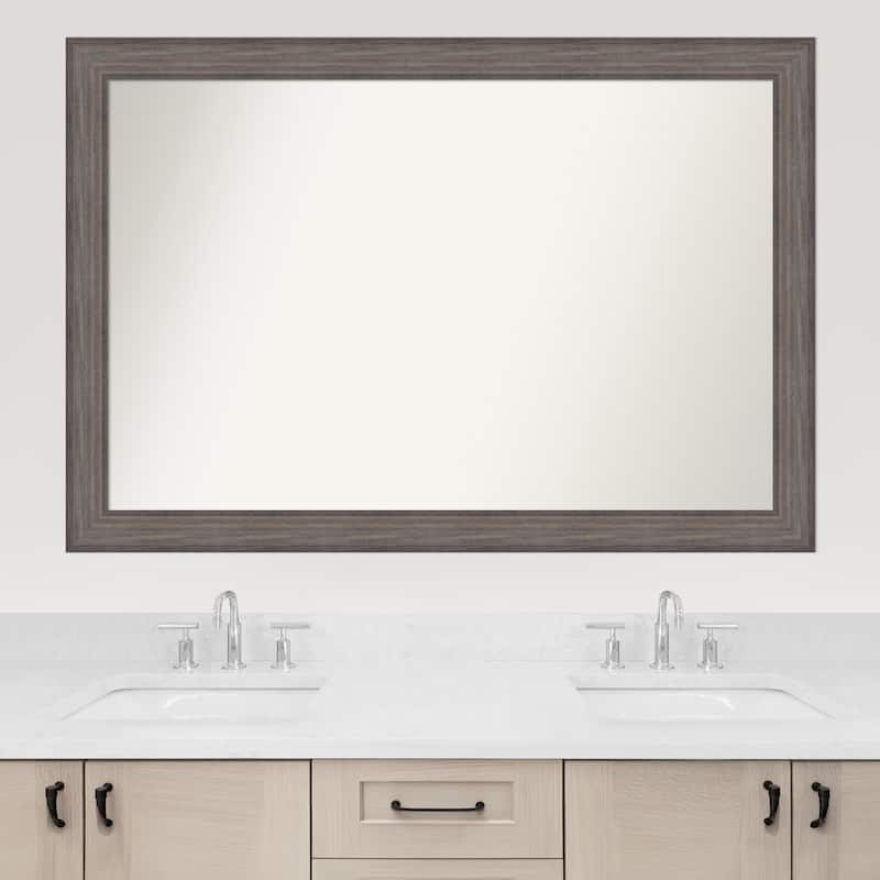 Country Barnwood Framed Non-Beveled Custom Wall Mirror, Bathroom Vanity Mirror