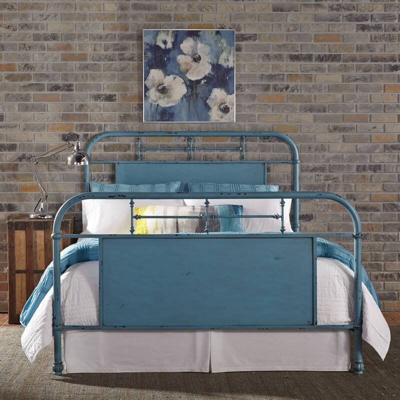 Vintage Series Distressed Metal Queen Metal Bed