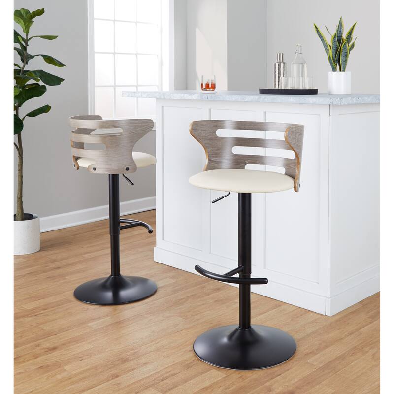 Carson Carrington Cranagh Adjustable Bar Stool with Rounded T Footrest (Set of 2)