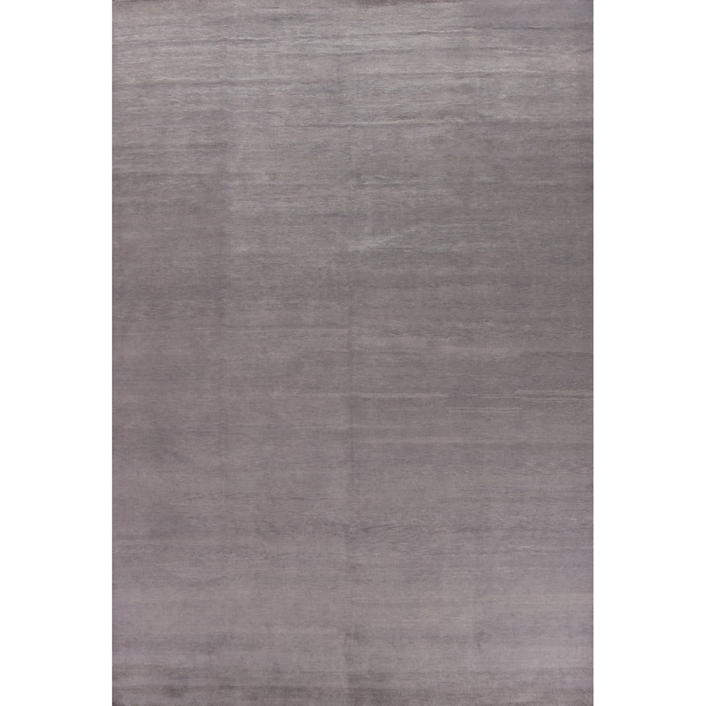 Hand Knotted Oriental 100% Wool Carpet Modern Solid Greys & Charcoal Gabbeh Area Rug - 13' 10'' X 10' 8''