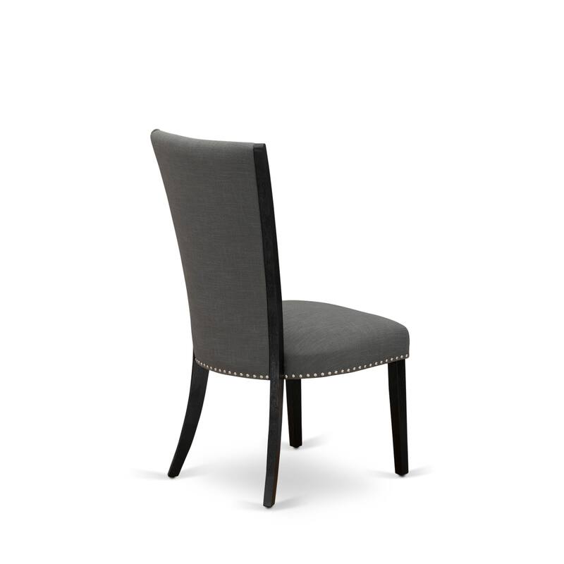 East West Furniture Verona Parson Dining Chairs - Nail head Trim Linen Fabric Chairs, Set of 2(Finish Options)