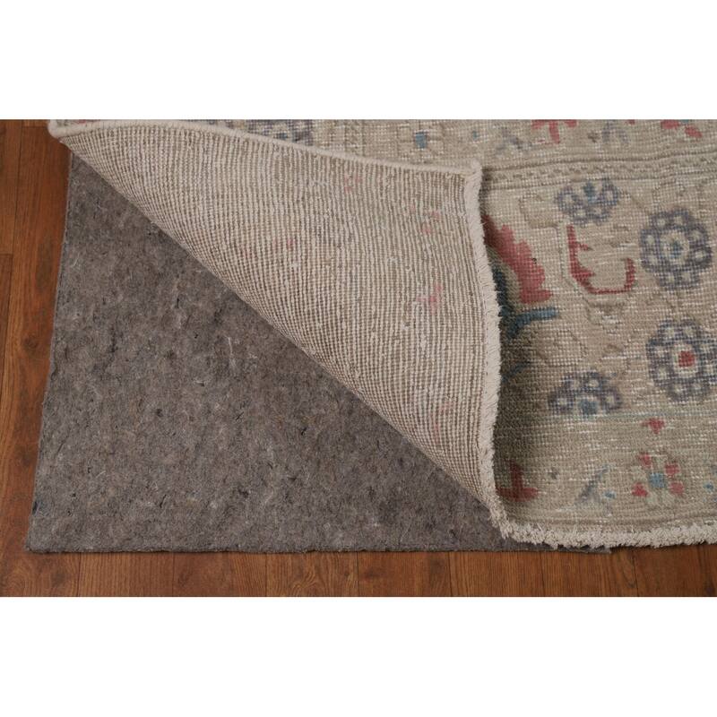 Medallion Tabriz Persian Area Rug Hand-Knotted Beige Wool Carpet - 9'2"x 12'8"