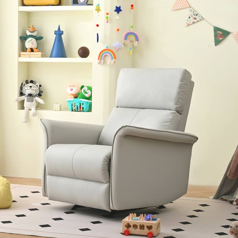 Manual Rocker Recliner Chair for Adults, PU Leather Rocking Chair for Nursery, Single Sofa Recliner for Home Theater